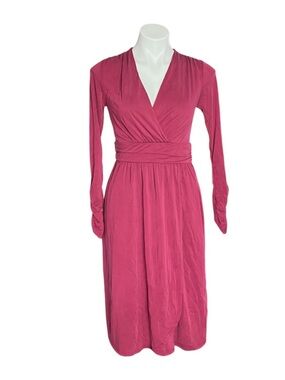 ModCloth Pink Wrap Dress Long Sleeve Empire Waist Modal Blend S